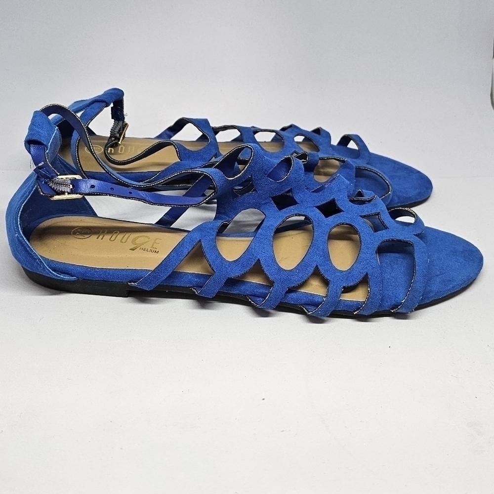 Size 7.5 | Rogue Helium Royal Blue Suede Open-Toe Sandals with Straps